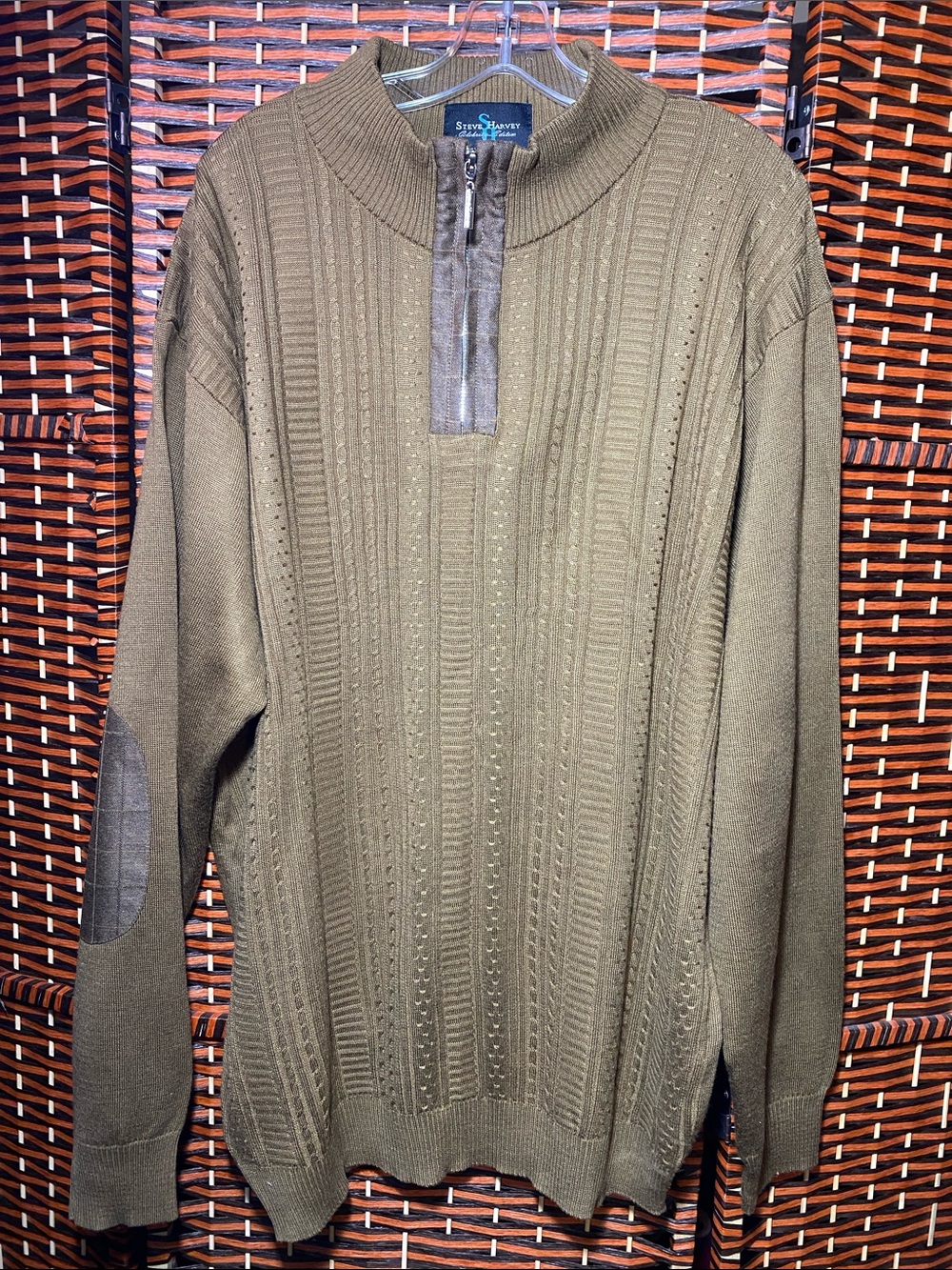 Steve Harvey Celebrity Edition Men’s XXL Quarter Zip Sweater Brown Cable Knit